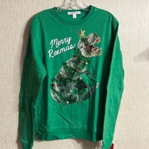 CELEBRATE TOGETHER MERRY REXMAS CHRISTMAS SWEATSHIRT: GREEN: NWT: SZ L